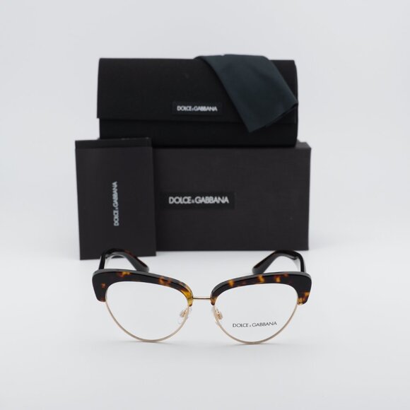 Dolce & Gabbana DG3247 502 Cat Eye Eyeglasses - Havana/Gold 53mm - Picture 3 of 10